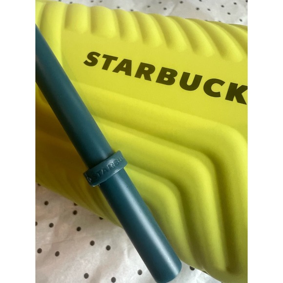 New Starbucks Winter 2024 Yellow Soft Touch Geometric SS Cold Cup 24oz - Picture 5 of 8